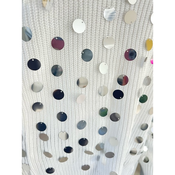 PEACH LOVE CALIFORNIA White shaker knit silver accent sweater S M L - Picture 8 of 10